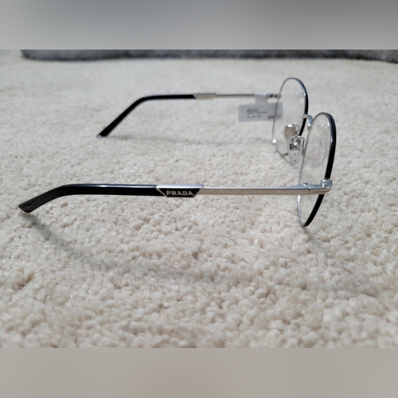Prada 0PR 64YV Eyeglasses Silver/Black Frame Round Full Rim 54-18-135 No Case - Picture 13 of 15